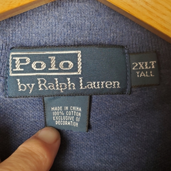 Polo by Ralph Lauren Men's 2XLT Blue Polo Shirt. Long Sleeve. #0156 - Picture 3 of 10